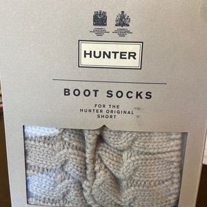 Hunter Womens 6 Stitch Cable Fleece Boot Socks Greige Size Large  Not in box